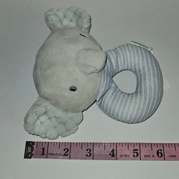 Ingenuity Elephant Plush Rattle Baby Toy Stuffed Lovey Grabber Blue Stripes - Picture 6 of 6